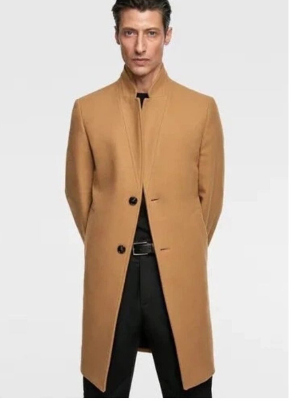 Zara Camel Tan Long Wool Blend Comfort Men's Coat sz XL